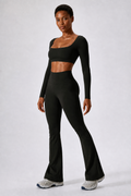 Aura Everyday Flare Leggings in Jet Black, product view 1 | color:jet black