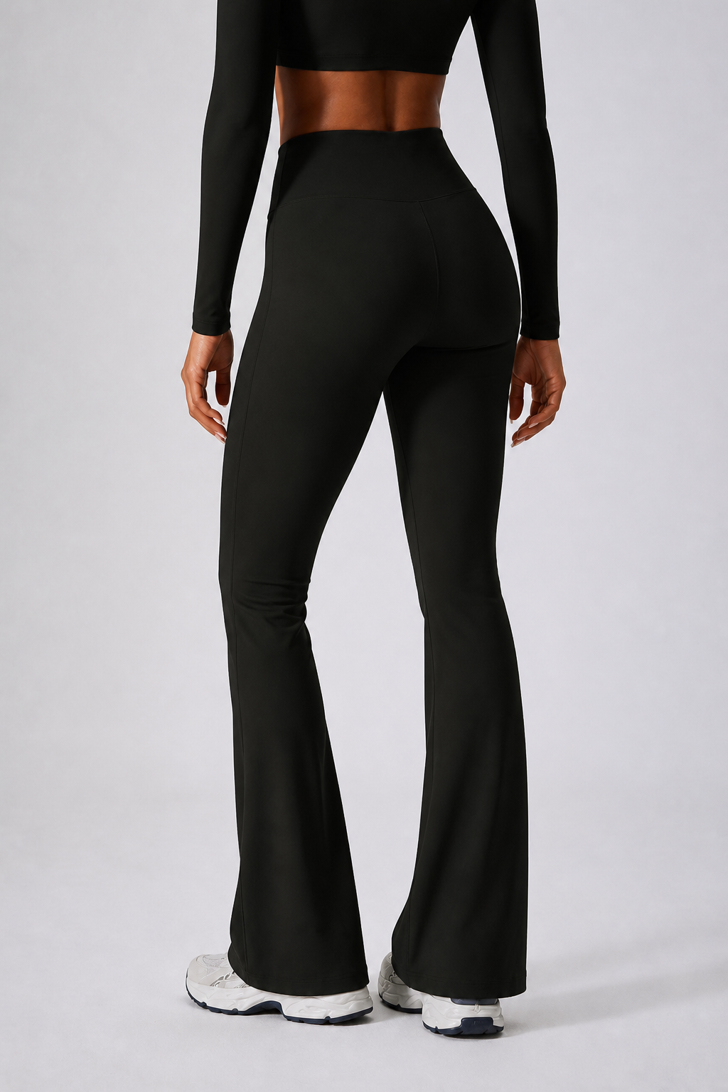 Aura Everyday Flare Leggings in Jet Black, product view 4 | color:jet black