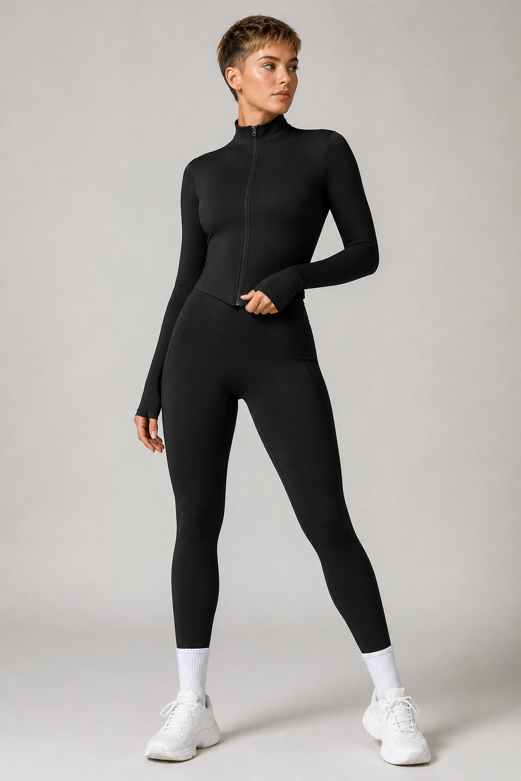 Aura Second-Skin Leggings in Jet Black, product view 1 | color:jet black