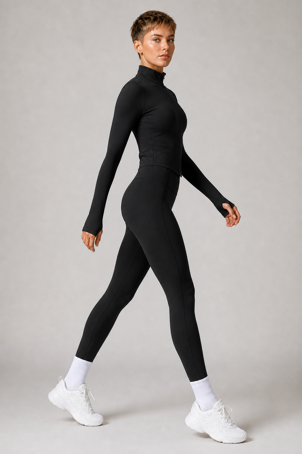 Aura Second-Skin Leggings in Jet Black, product view 2 | color:jet black