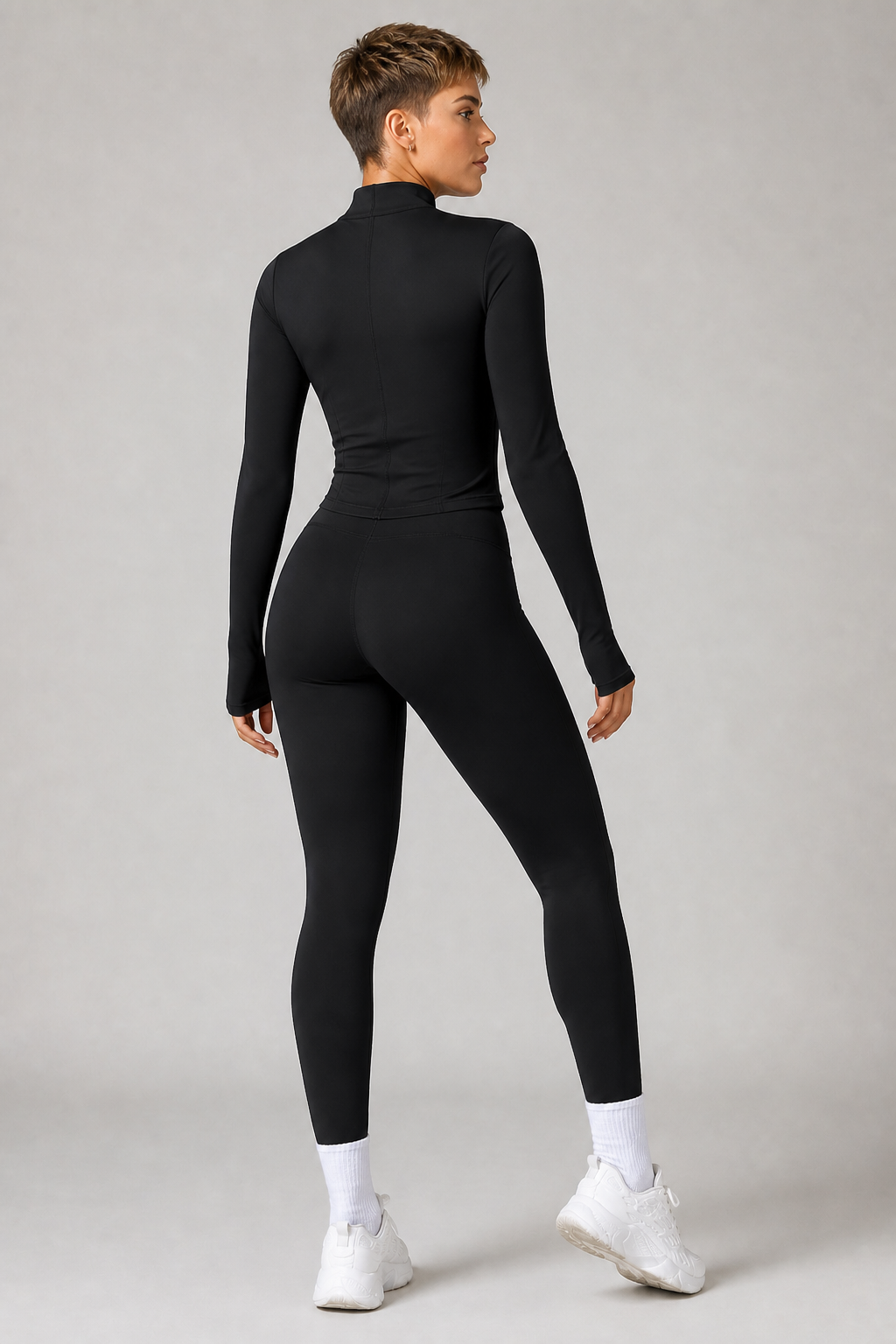 Aura Second-Skin Leggings in Jet Black, product view 3 | color:jet black