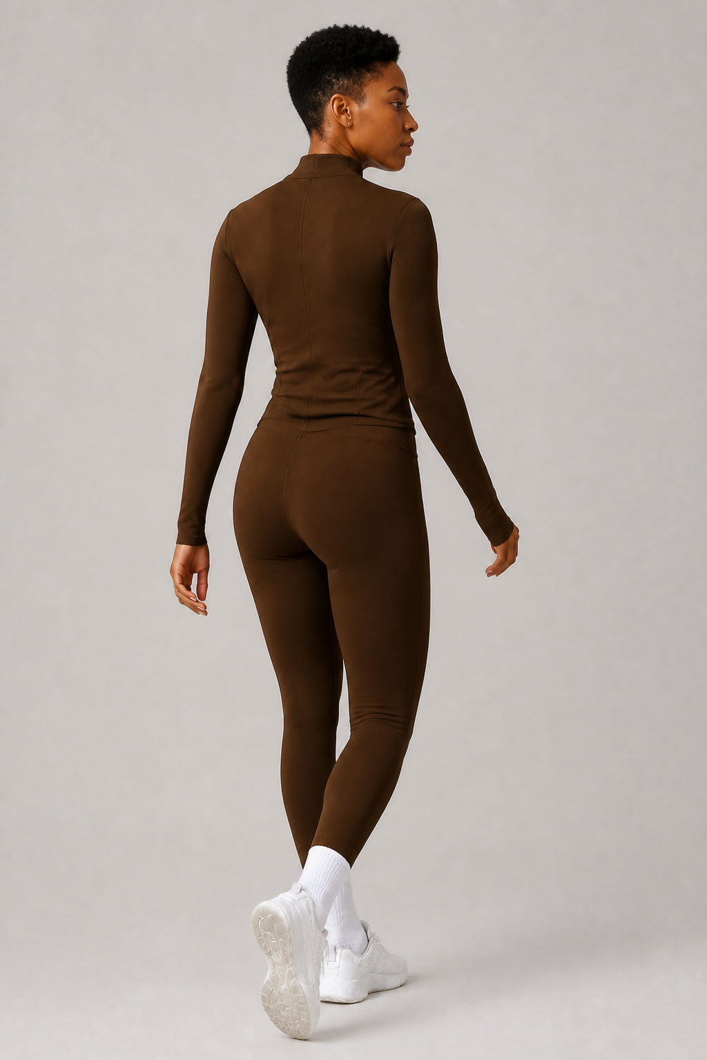 Aura Second-Skin Leggings in Dark Chocolate, product view 3 | color:chocolate