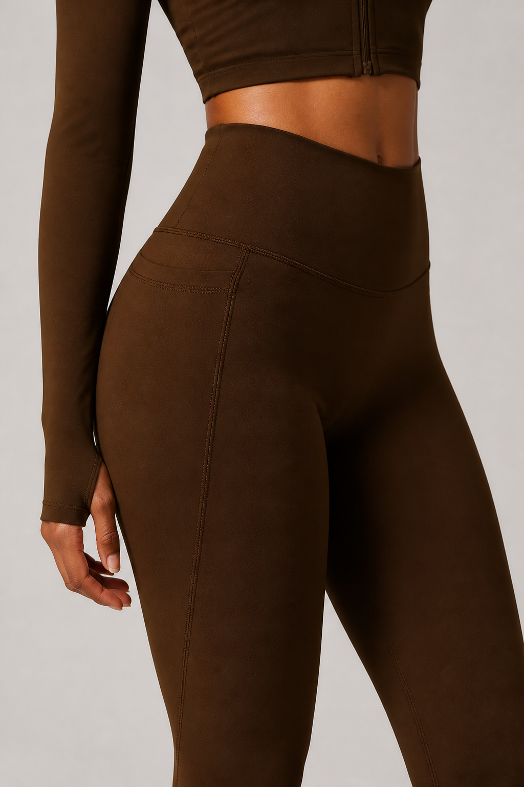 Aura Second-Skin Leggings in Dark Chocolate, product view 5 | color:chocolate