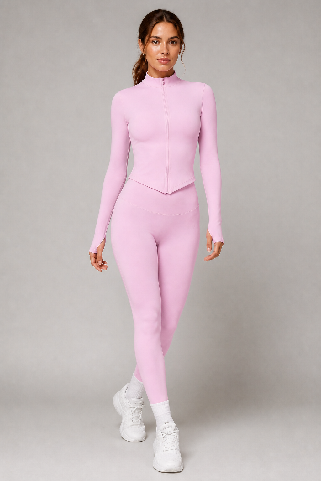 Aura Second-Skin Leggings in Blush Pink, product view 2 | color:blush