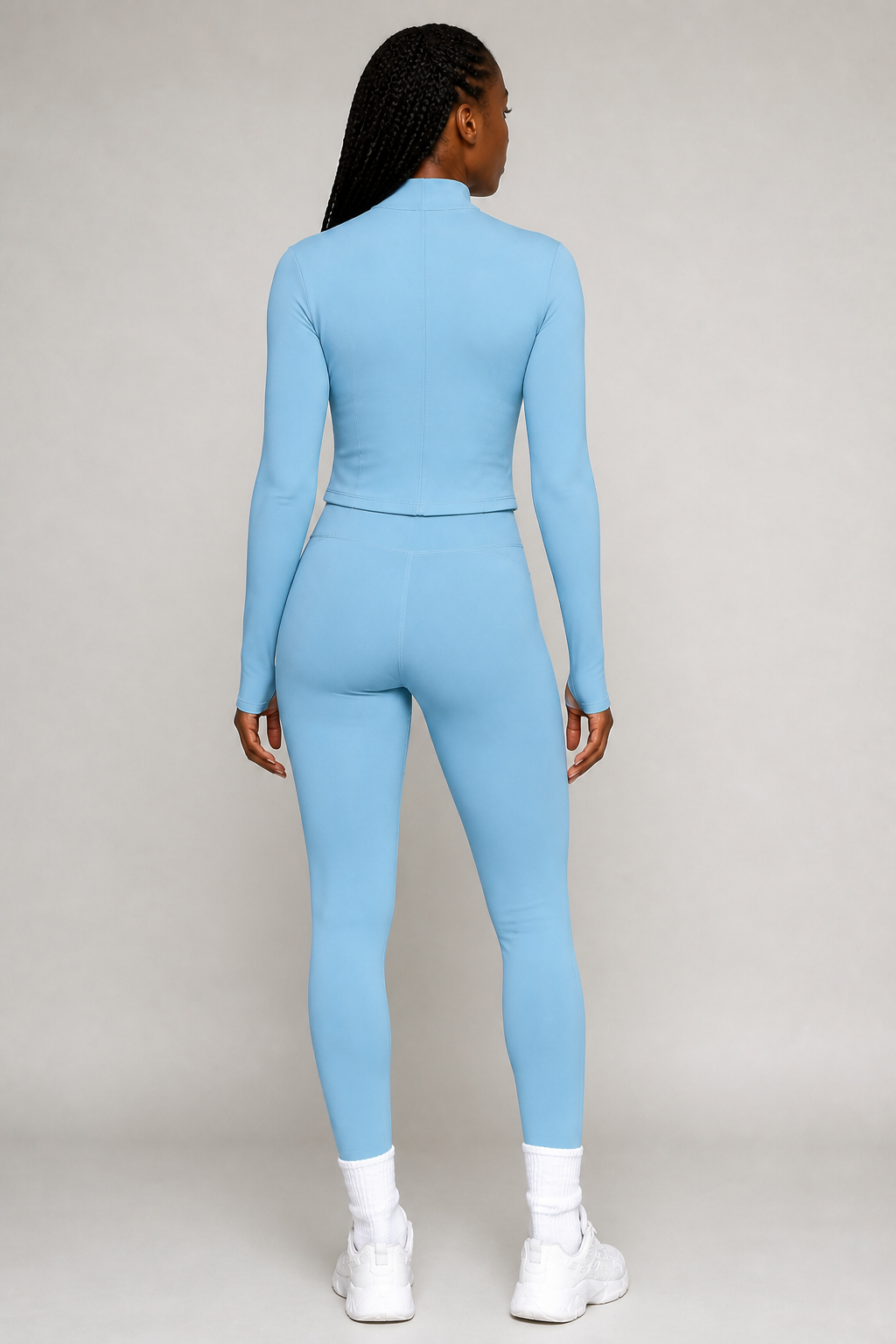 Aura Second-Skin Leggings in Powder Blue, product view 6 | color:baby blue