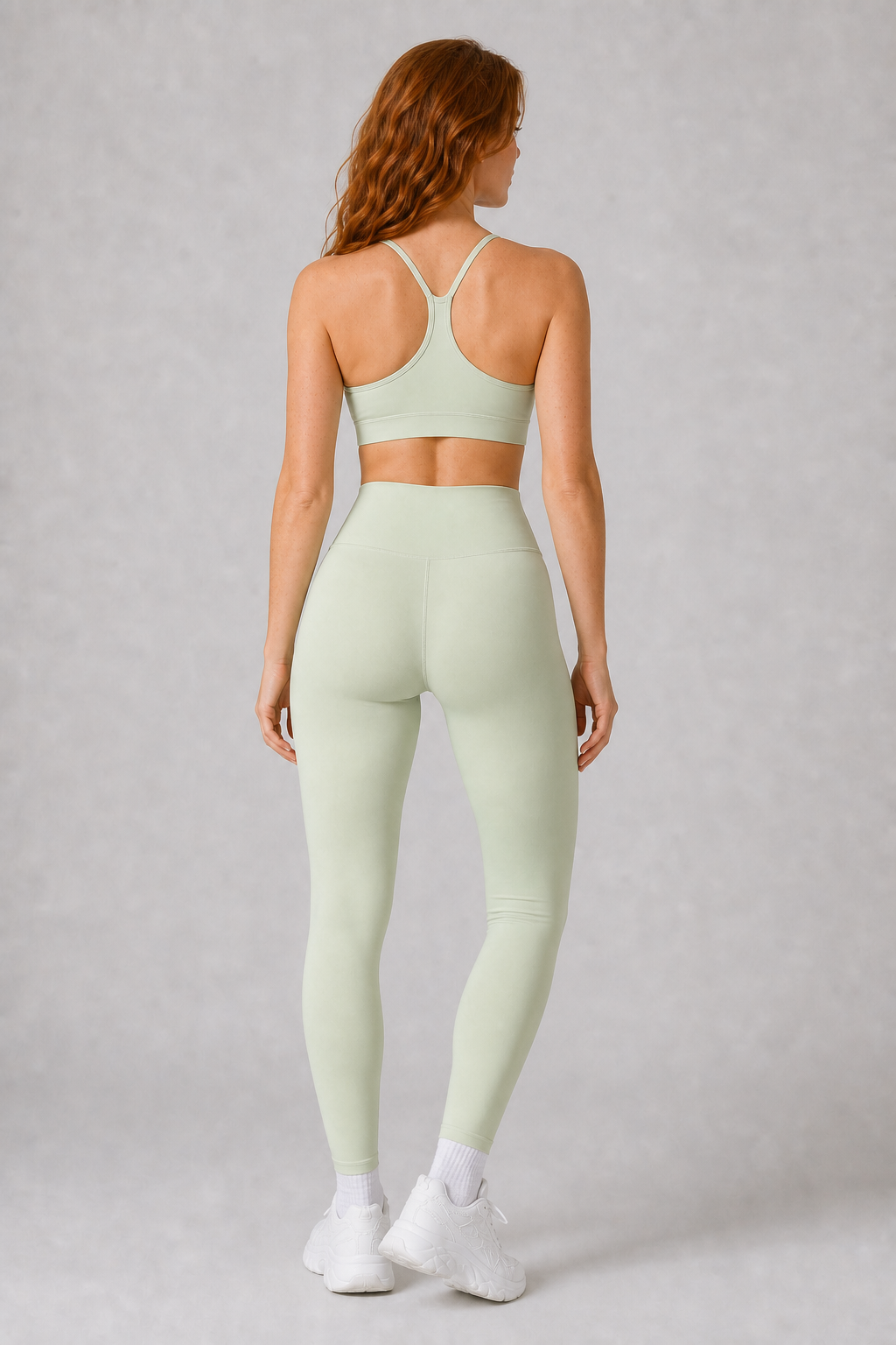 Aura Second-Skin Leggings in Pistachio — model view 3 | color:pistachio