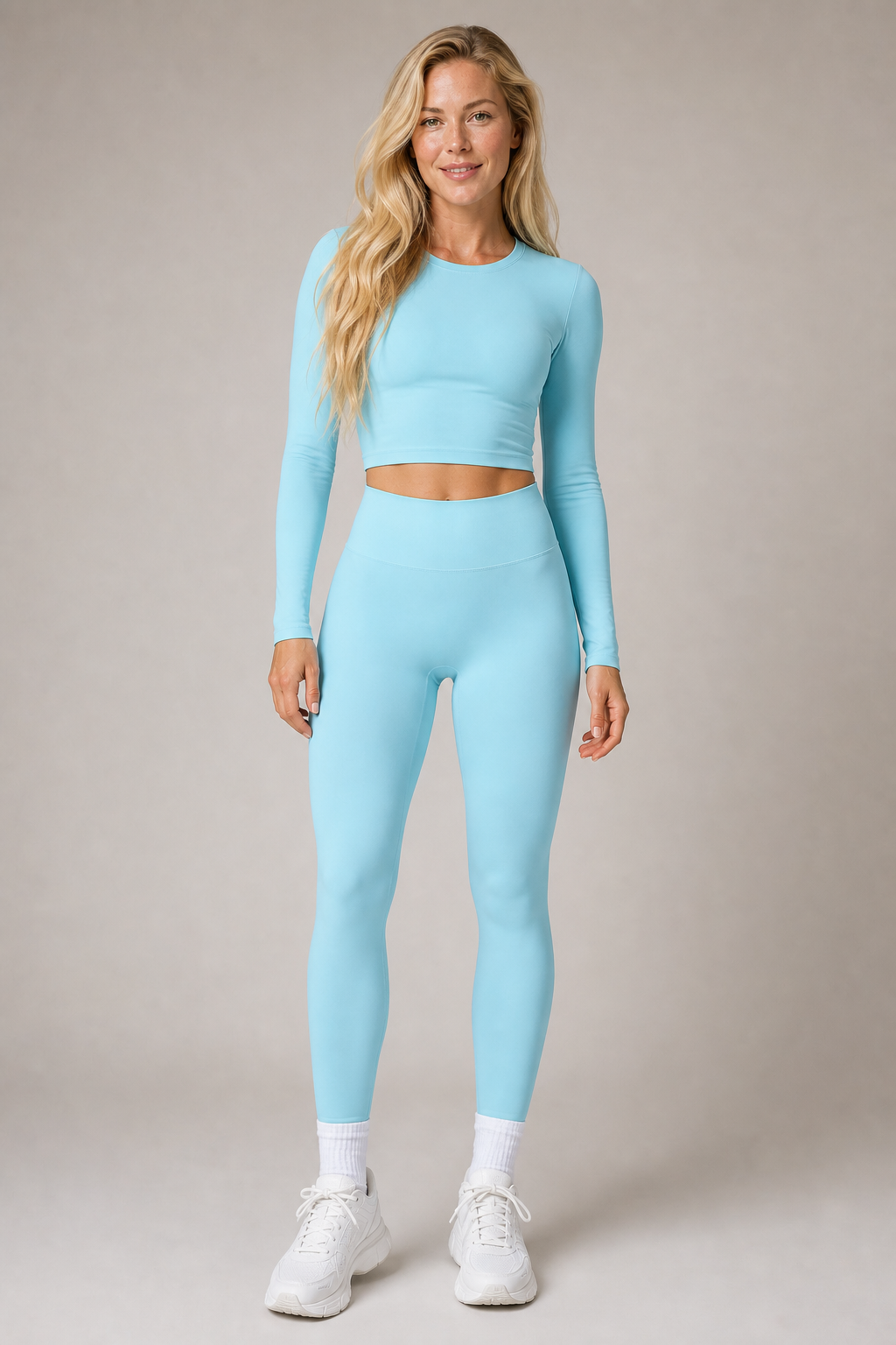 Aura Sculpt Leggings in Ice Blue — exclusive model 12, view 01 | color:ice blue