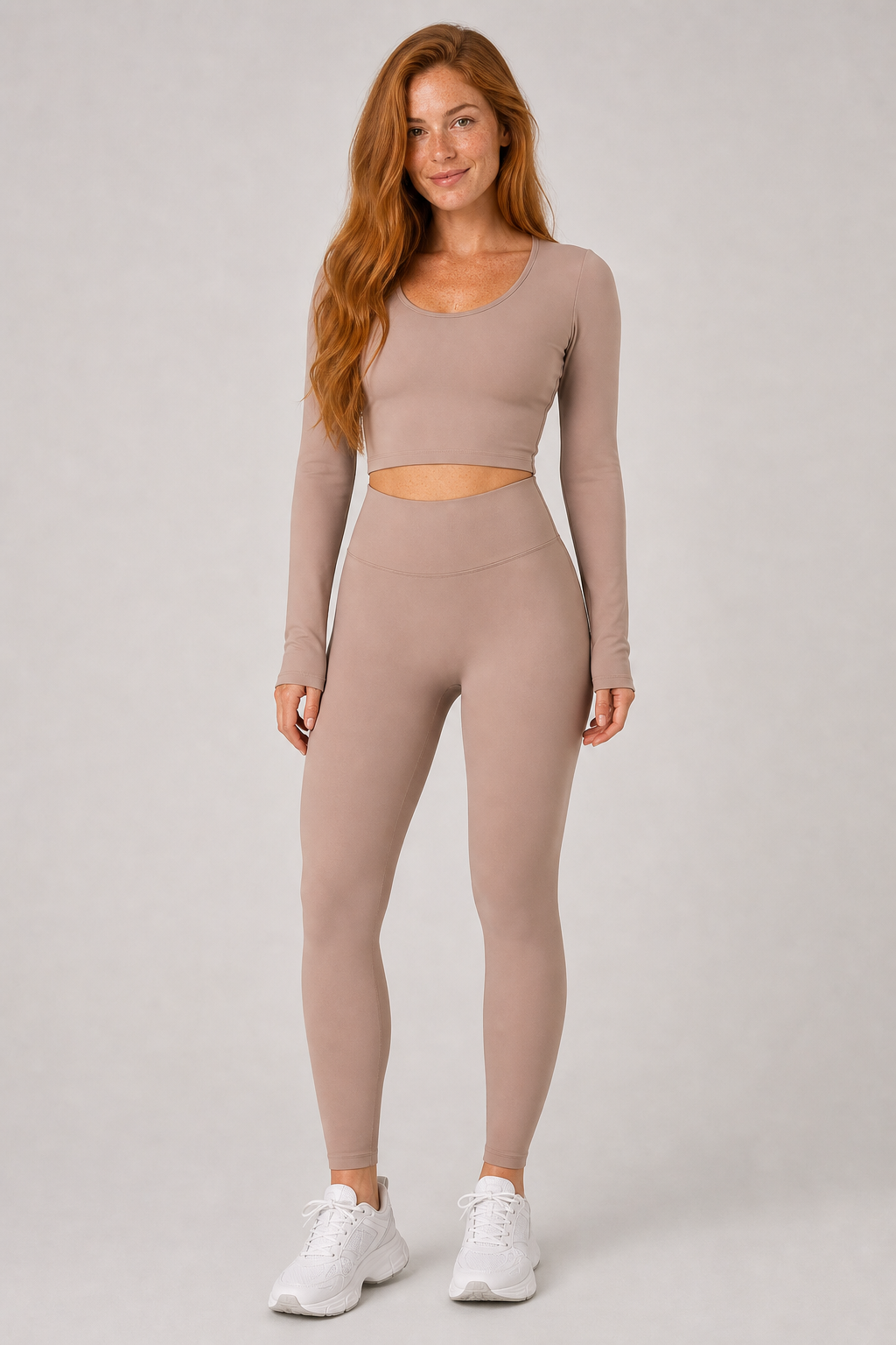 Aura Sculpt Leggings in Mushroom — exclusive model 11, view 01 | color:mushroom