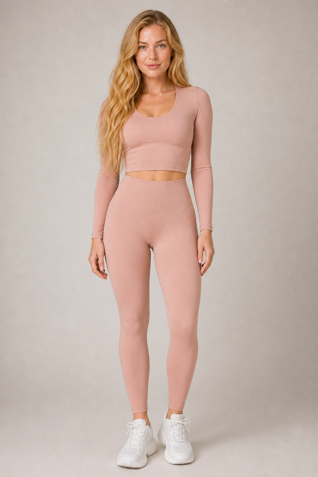 Aura Sculpt Leggings in Nude Pink — exclusive model 19, view 01 | color:nude pink