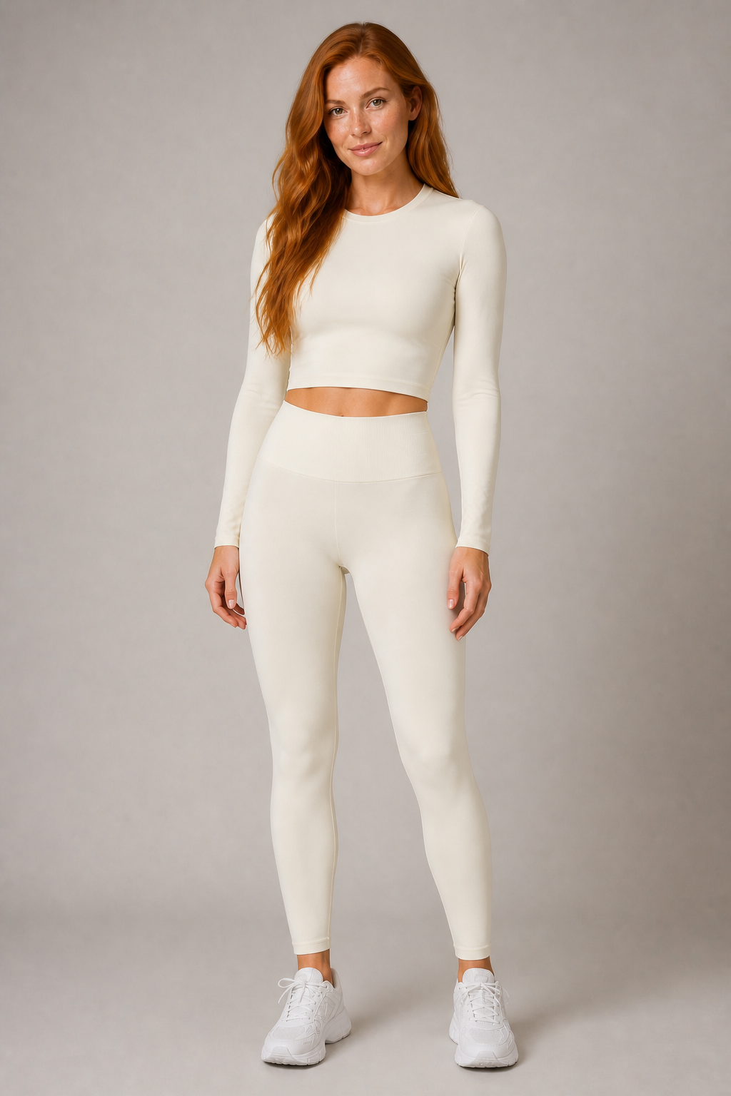Aura Sculpt Leggings in Off White — exclusive model 15, view 01 | color:off white