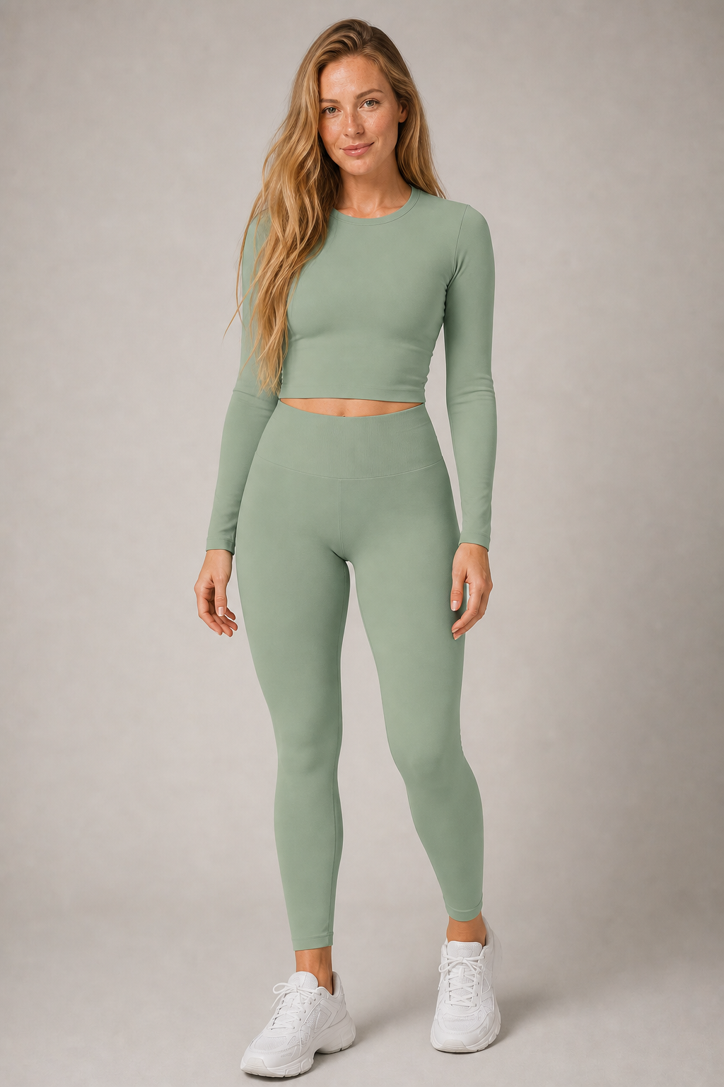 Aura Sculpt Leggings in Sage Green — exclusive model 14, view 01 | color:sage green