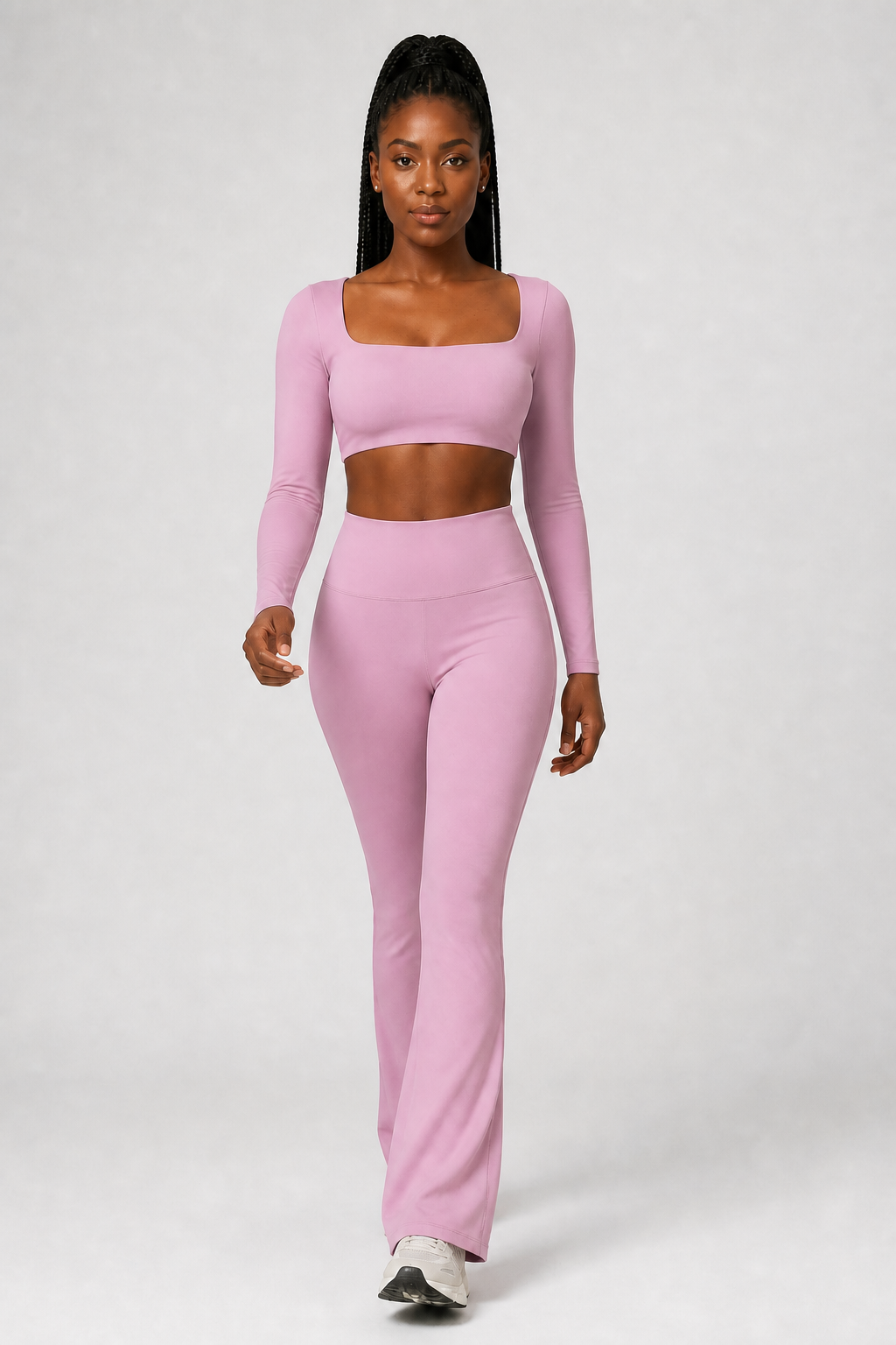 Aura Square-Neck Crop Top in Blush Pink, product view 1 | color:blush