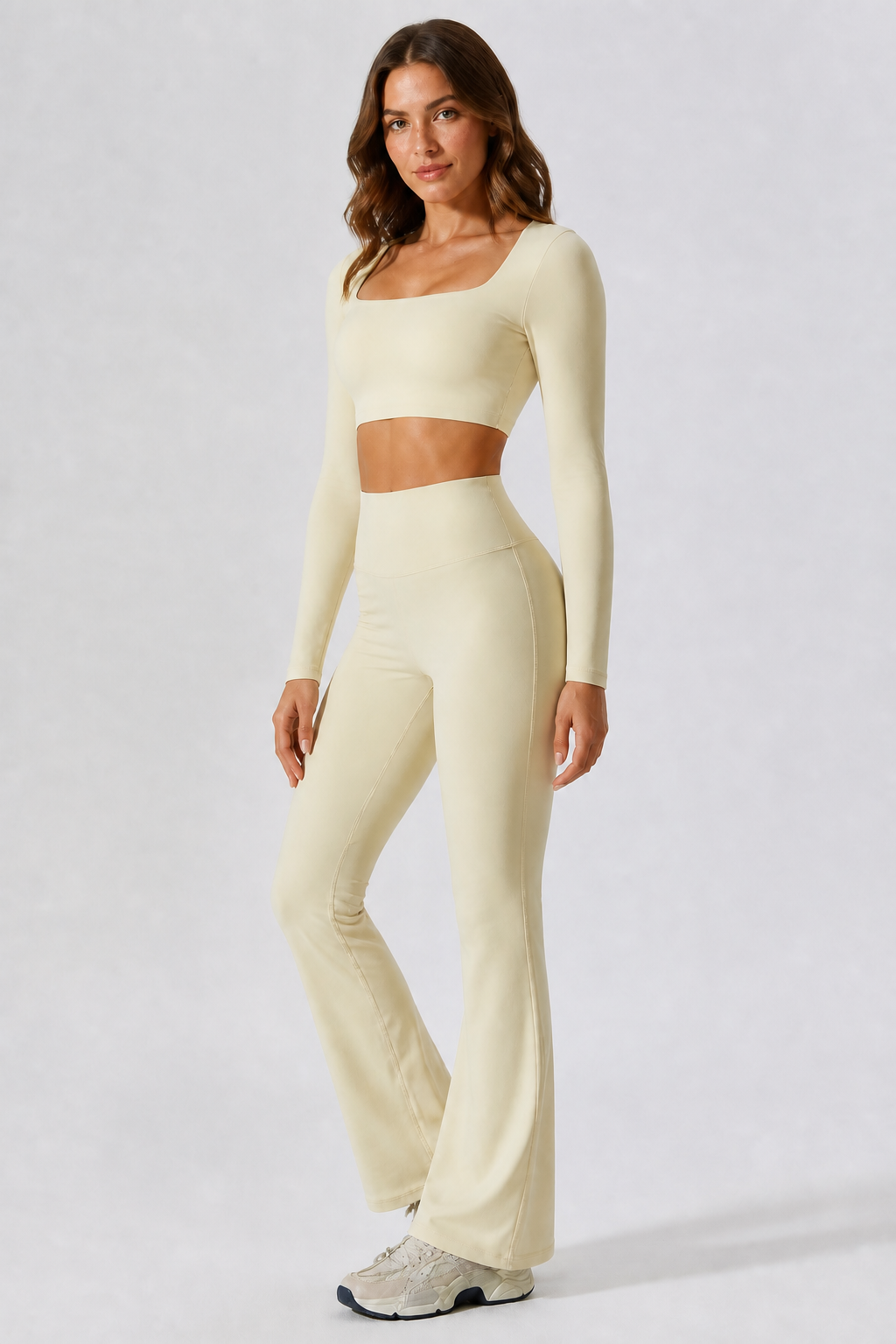 Aura Square-Neck Crop Top in Pure White, product view 1 | color:white