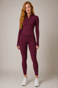 Motion Contour Zip Jacket in Deep Purple — exclusive model 7, view 01 | color:deep purple