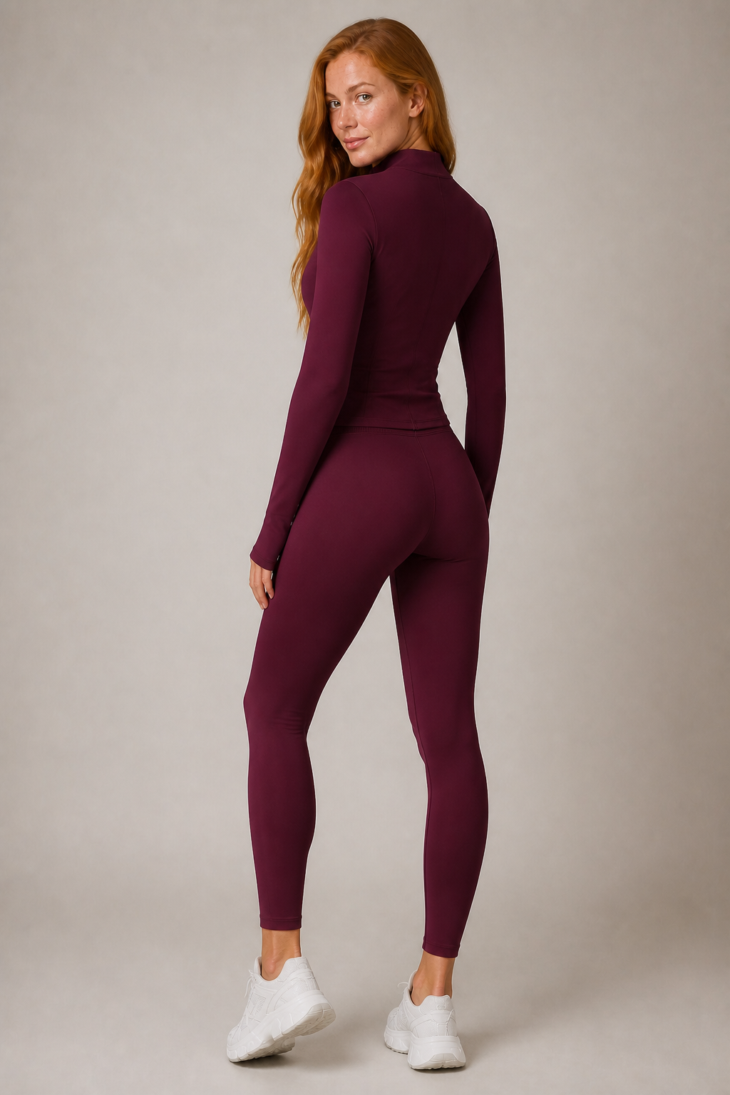 Motion Contour Zip Jacket in Deep Purple — exclusive model 7, view 03 | color:deep purple