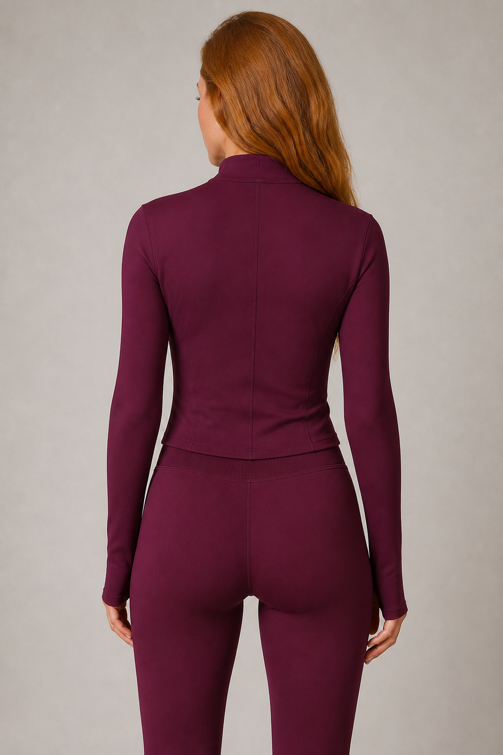 Motion Contour Zip Jacket in Deep Purple — exclusive model 7, view 05 | color:deep purple
