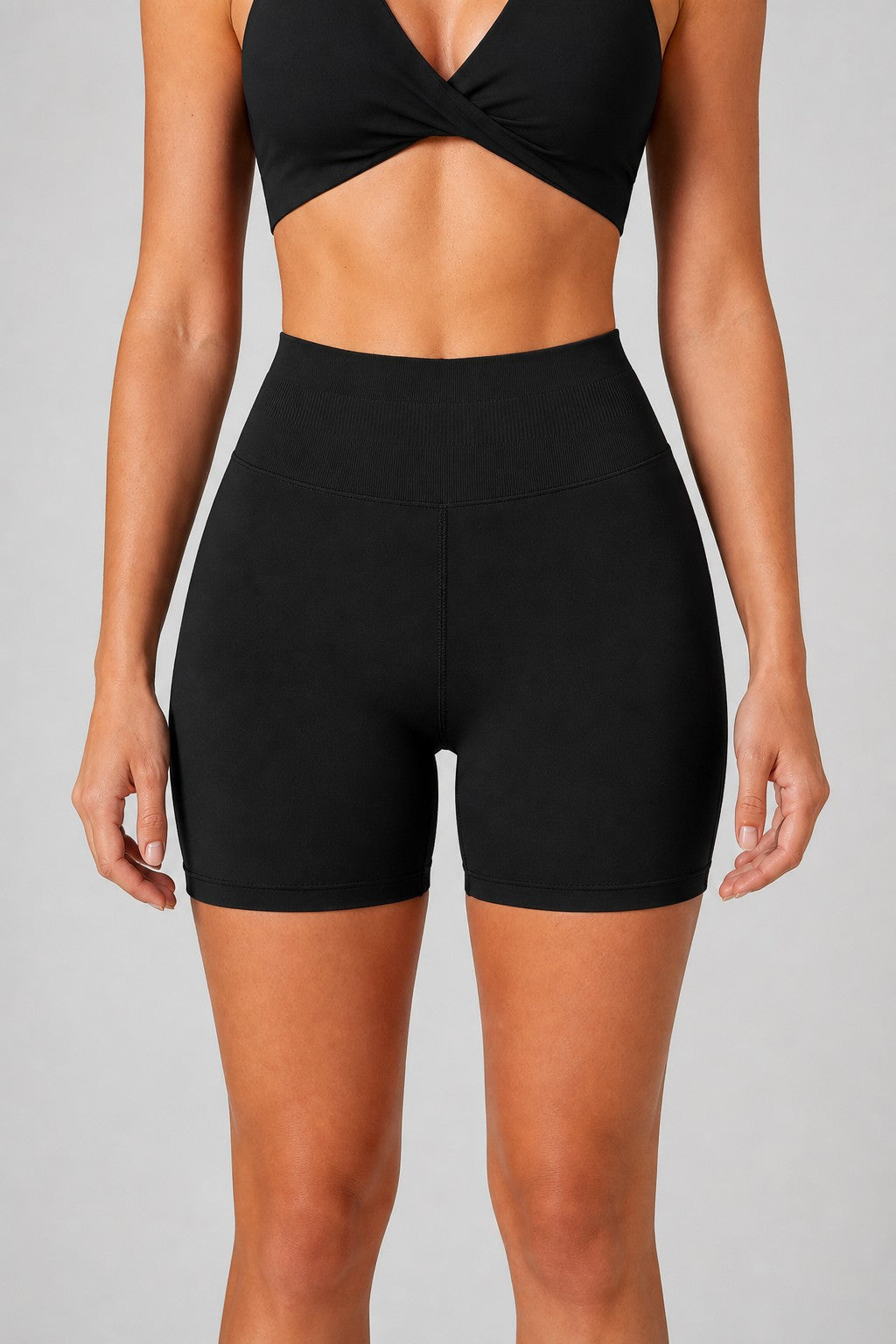 Aura Contour Bike Shorts in Jet Black, product view 5 | color:jet black