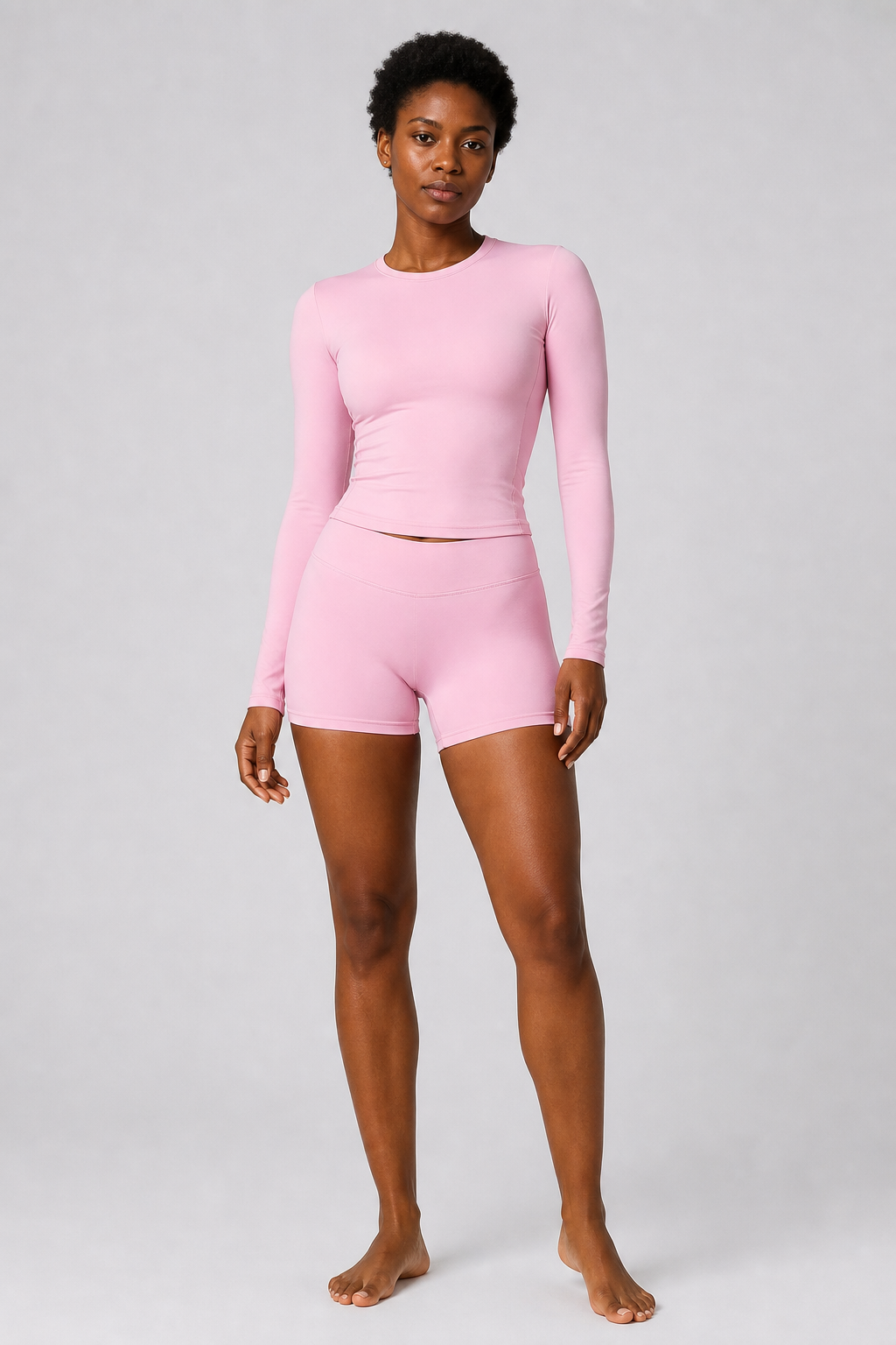Aura Second-Skin Shorts in Baby Pink, product view 1 | color:blush
