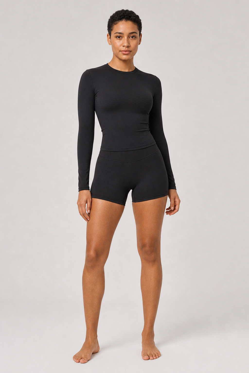 Aura Second-Skin Shorts in Jet Black, product view 1 | color:jet black