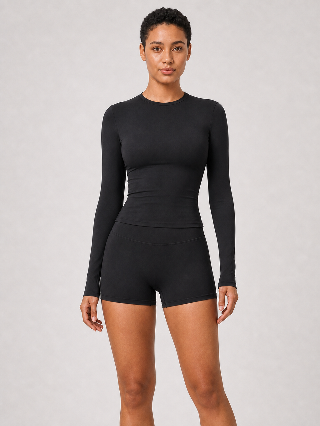 Aura Second-Skin Shorts in Jet Black, product view 4 | color:jet black