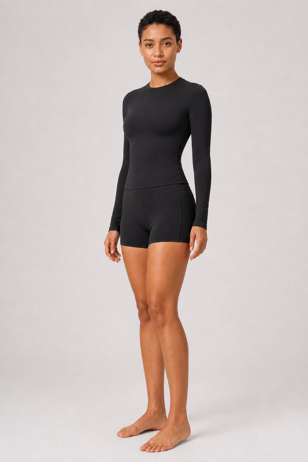 Aura Second-Skin Shorts in Jet Black, product view 5 | color:jet black
