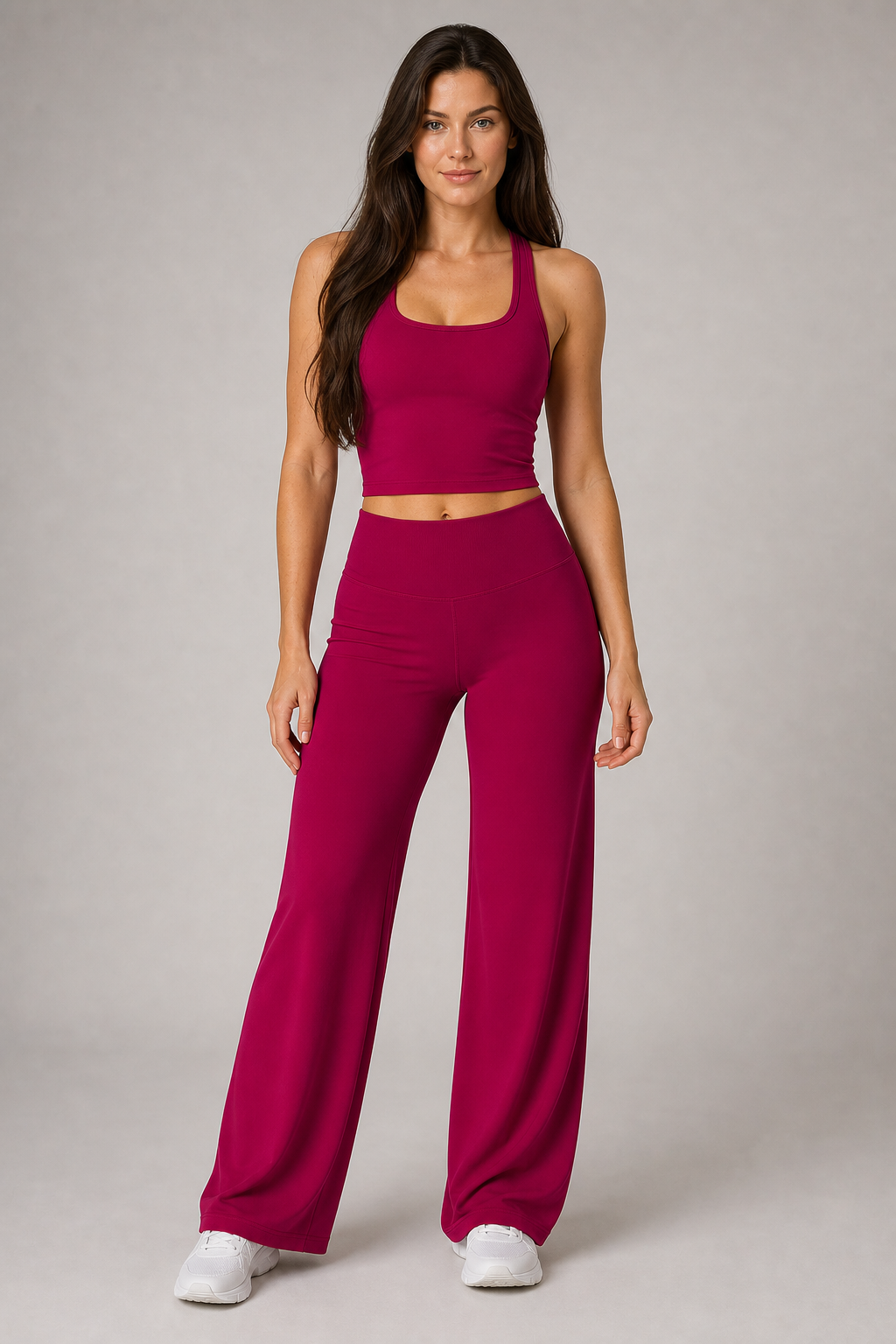 Aura Sculpt Racerback Tank in Berry — exclusive model 15, view 01 | color:berry