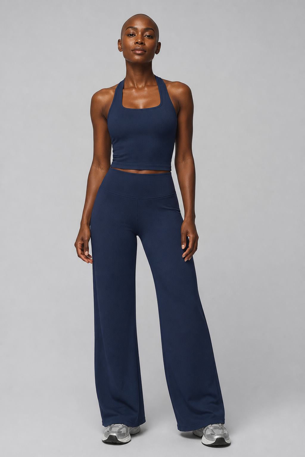 Aura Sculpt Racerback Tank in Jet Black — model view 1 | color:jet black