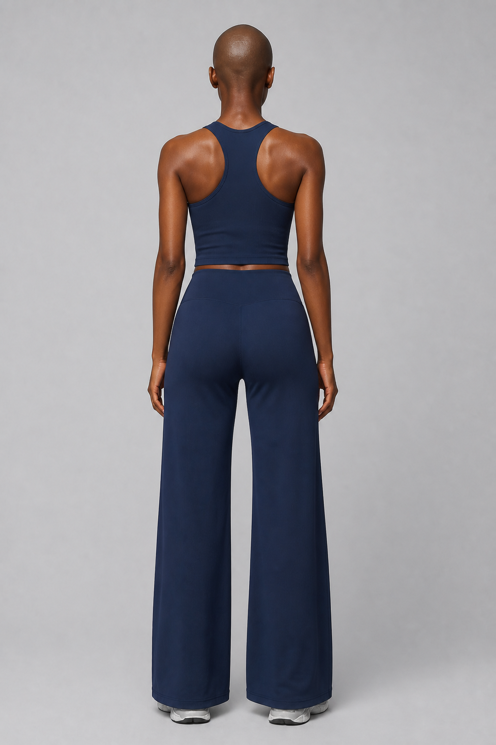 Aura Sculpt Racerback Tank in Jet Black — model view 3 | color:jet black