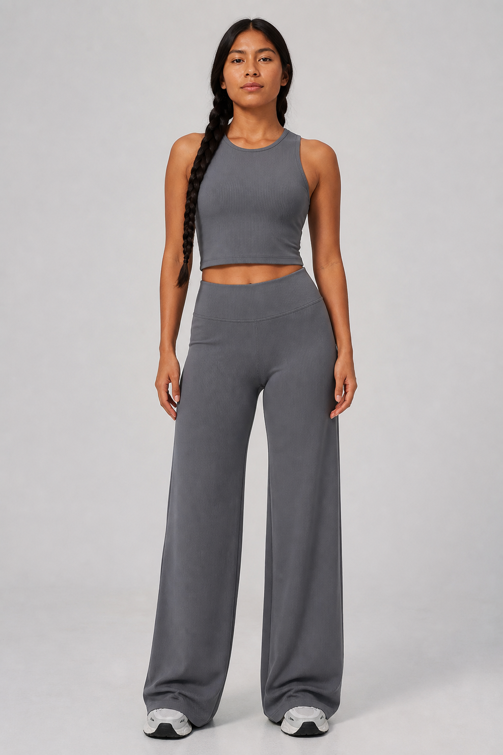 Aura Sculpt Racerback Tank in Mauve — model view 1 | color:mauve