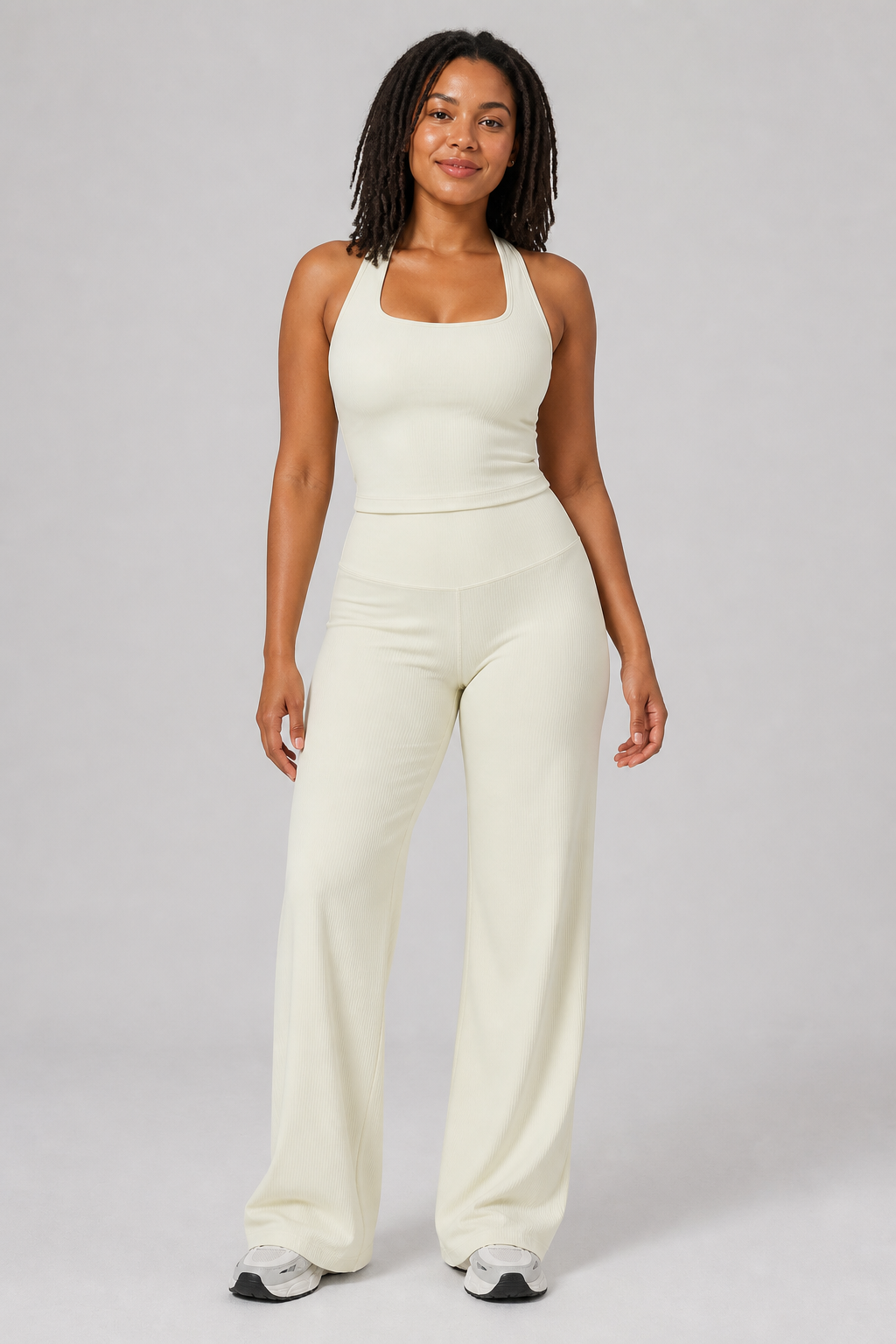 Aura Sculpt Racerback Tank in Pistachio — model view 1 | color:pistachio