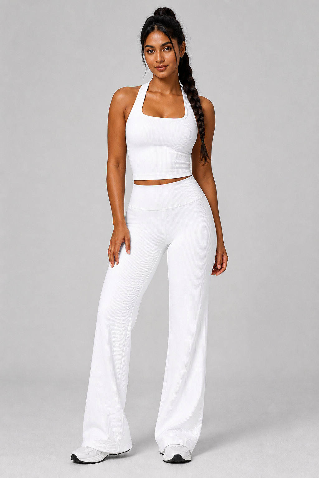 Aura Sculpt Racerback Tank in Pistachio — model view 1 | color:pistachio