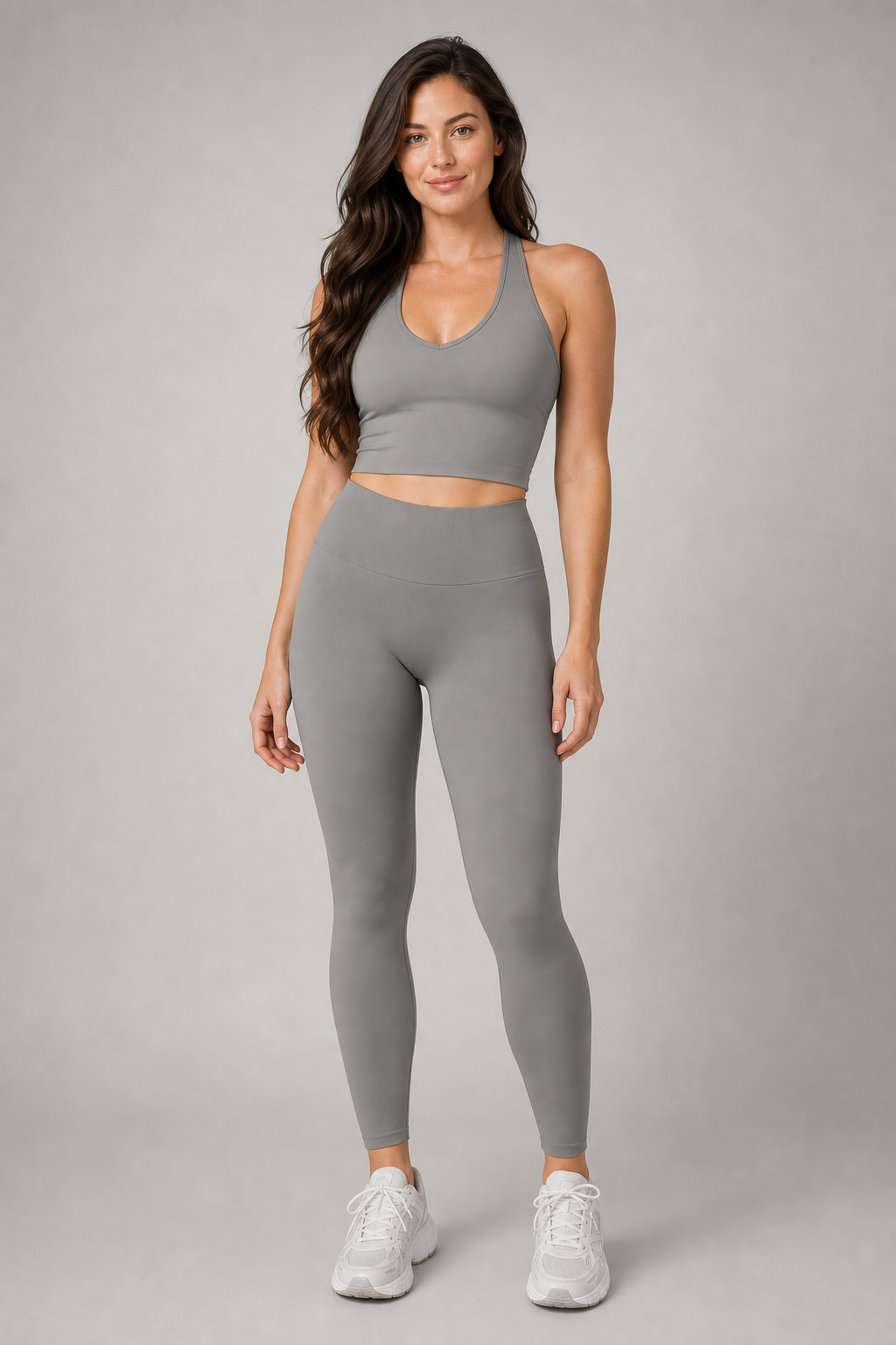 Motion Soft-Contour Leggings in Gray — exclusive model 12, view 01 | color:gray
