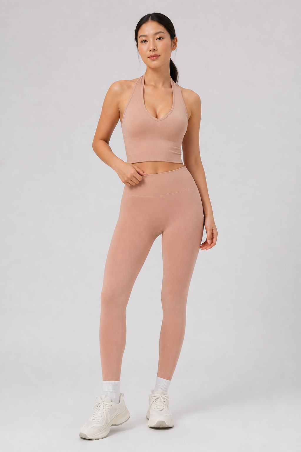 Motion Soft-Contour Leggings — hero model view | color:nude pink