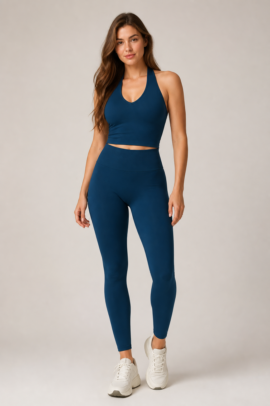 Motion Soft-Contour Leggings in Navy Blue — model 9, front hero | color:navy blue