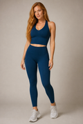 Motion V-Neck Halter Tank in Navy Blue — model 9, view 01 | color:navy blue