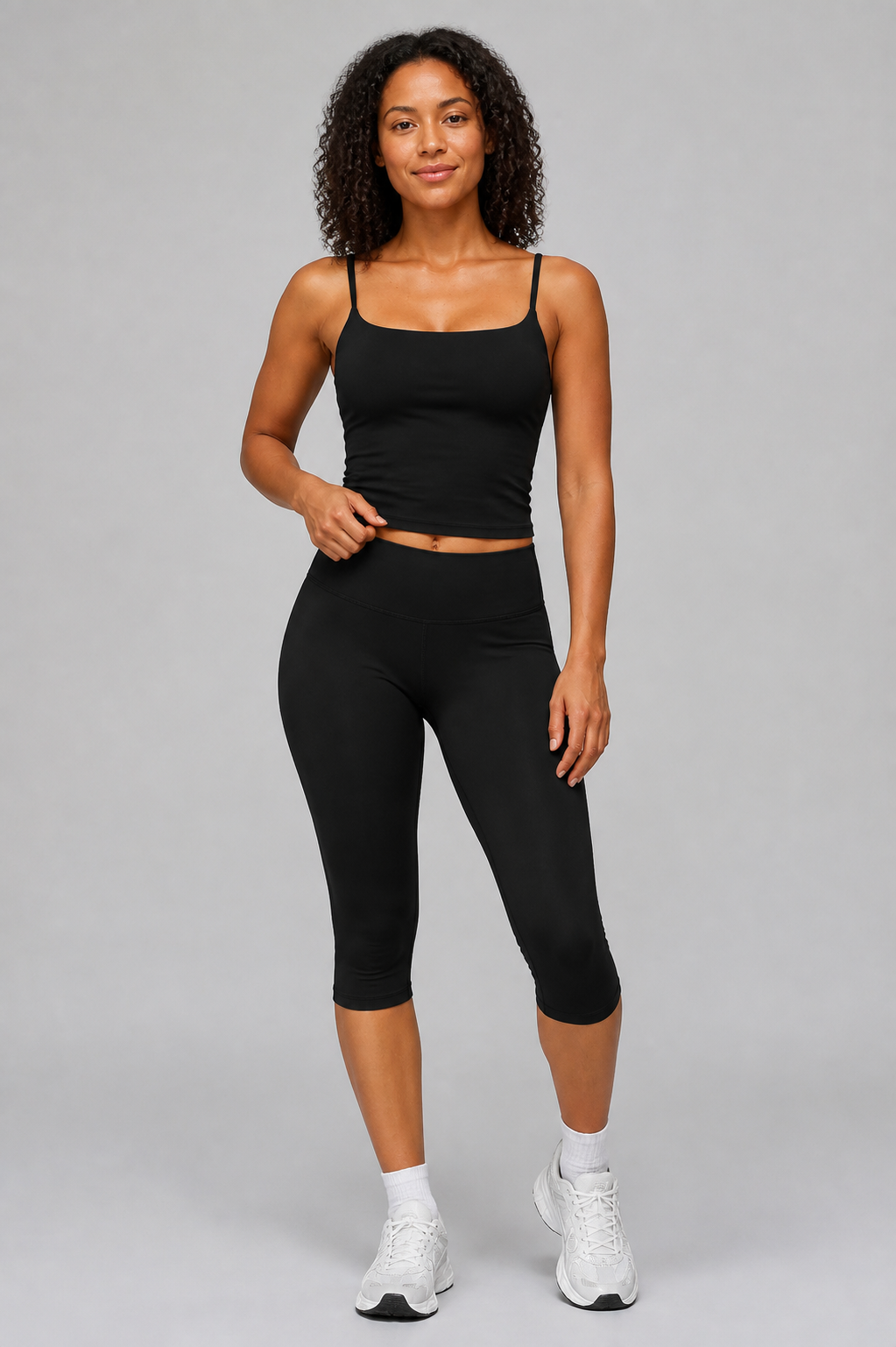 Aura Minimal Cami in Jet Black — model view 1 | archived-session:jet black