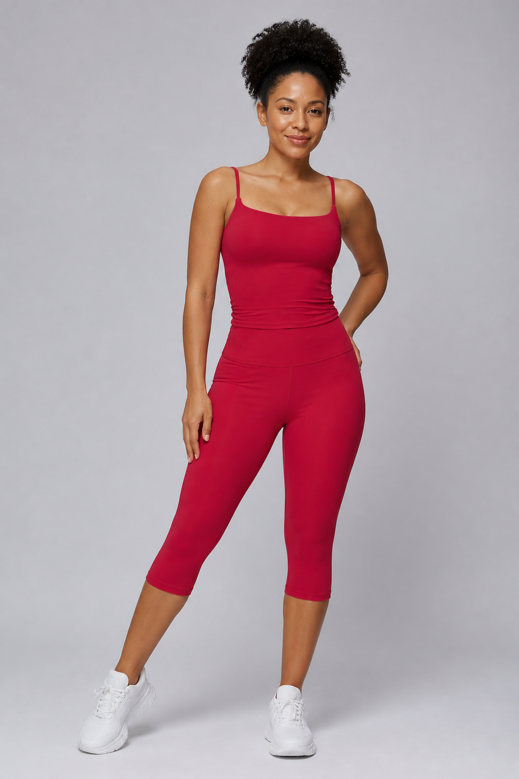 Aura Minimal Cami in Raspberry — model view 1 | color:berry