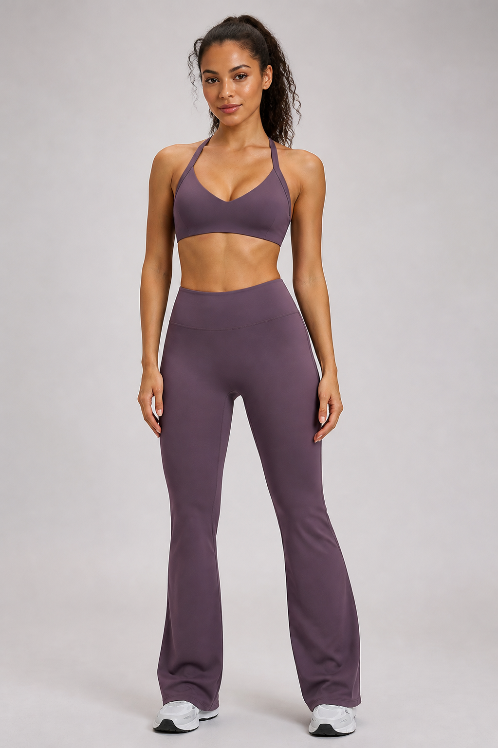 Aura Sculpt Flare Leggings in Mauve — model view 1 | archived-session:mauve