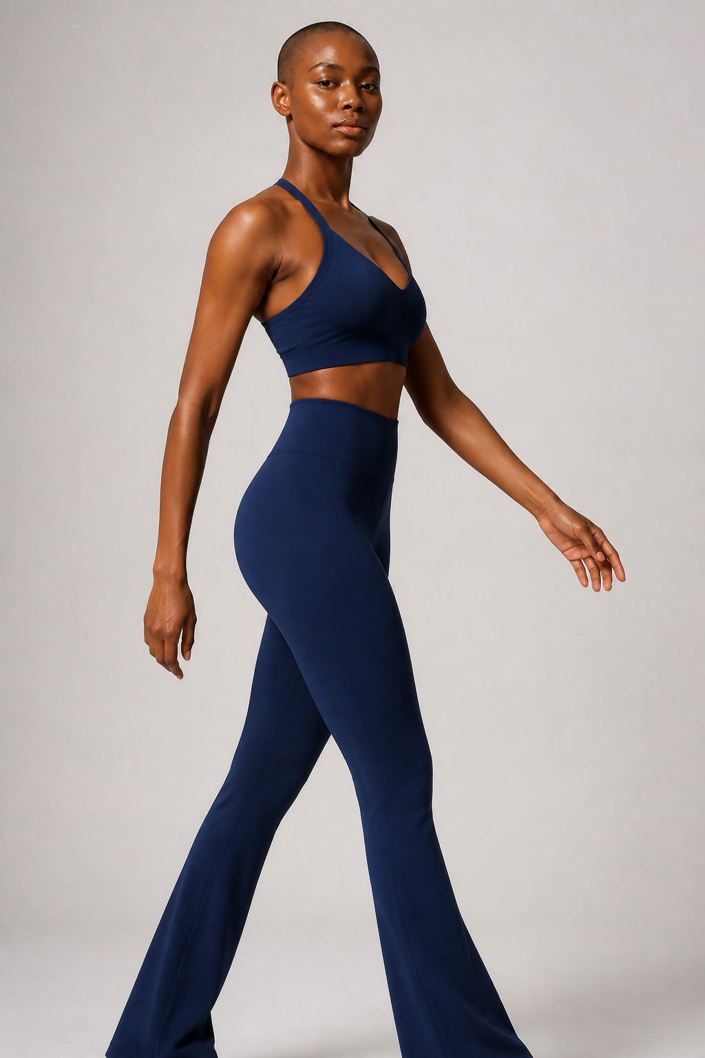 Aura Sculpt Flare Leggings in Jet Black — model view 5 | color:jet black