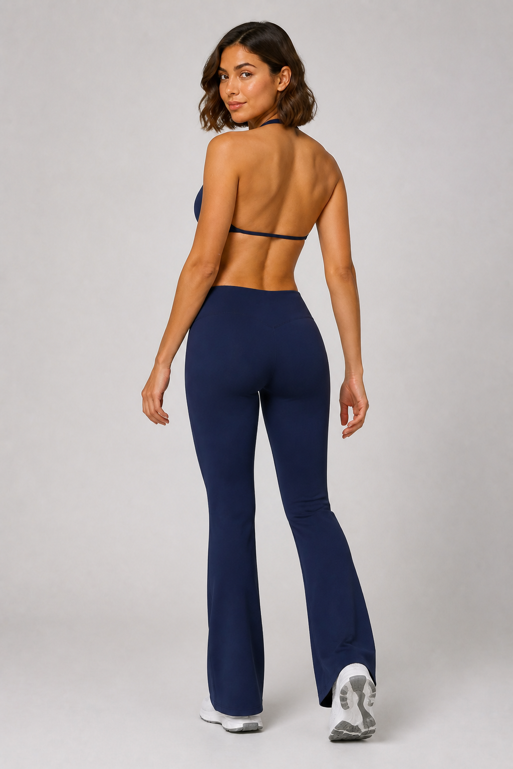 Aura Minimal Halter Bra in Jet Black — model view 3 | color:jet black