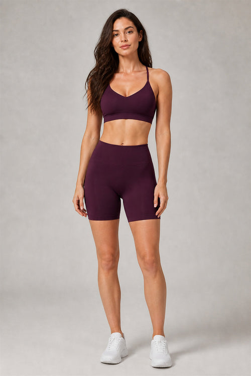 Aura™ Cross-Strap Training Bra — Deep Purple — EWX3091-2 — Front hero