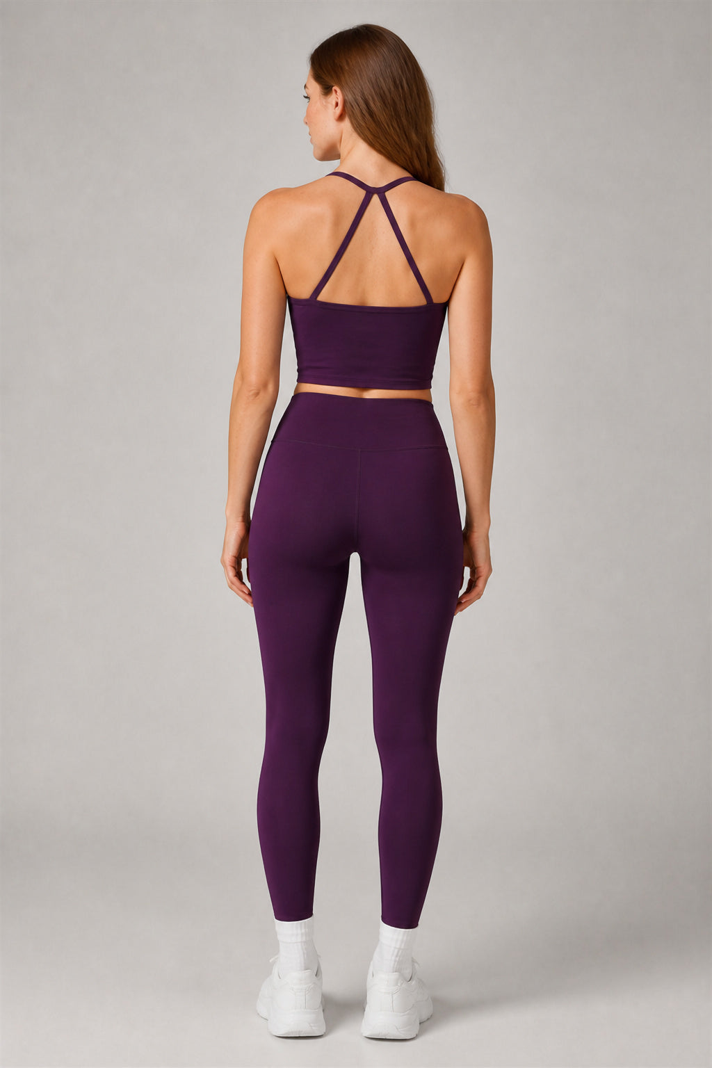 Aura™ Strappy-Back Cami — Deep Purple — CBX8519 — Generated model 03_three_quarter_or_rear