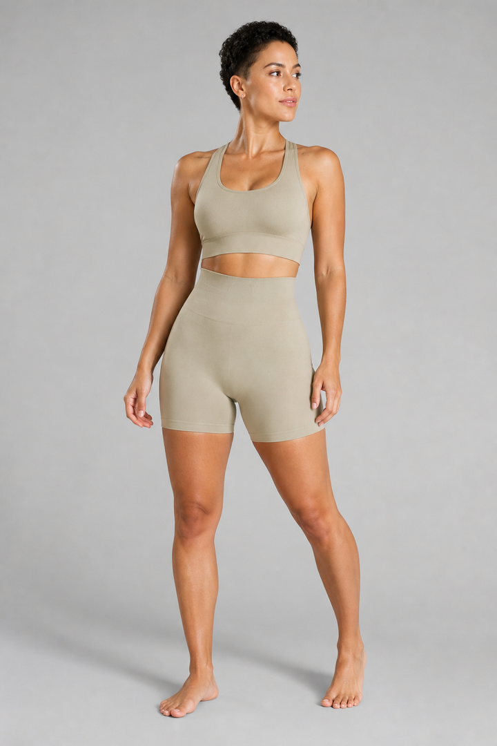 Form High-Waist Hold Shorts - Mushroom / Nude Pink - hero | color:mushroom