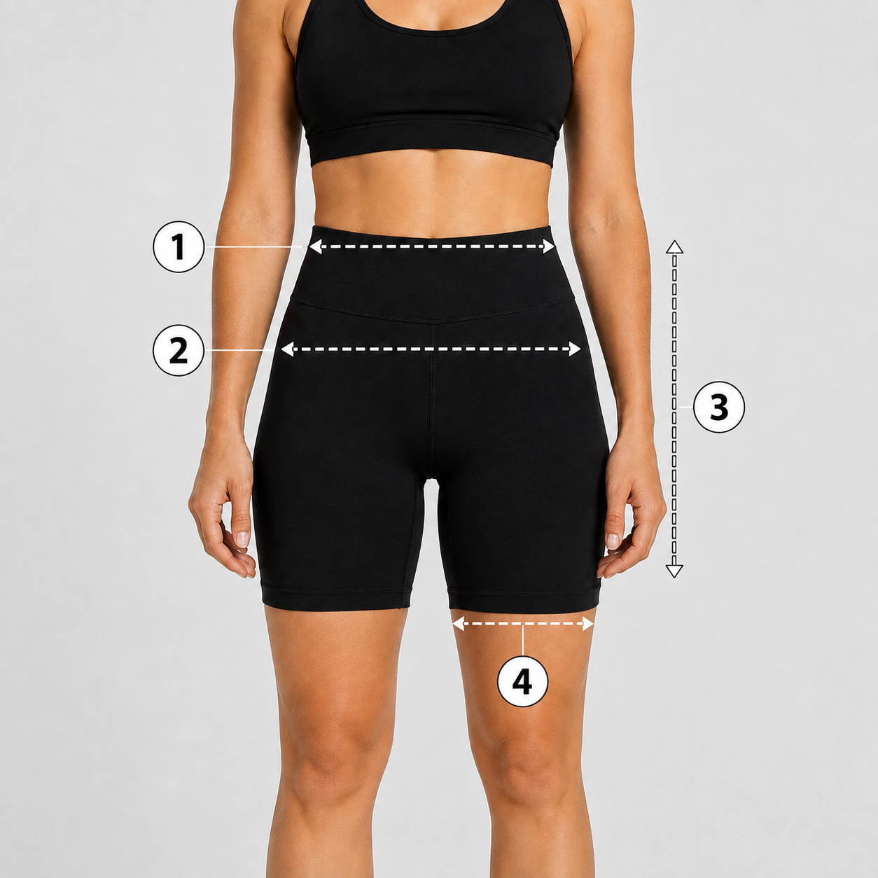 How to measure for Form High-Waist Hold Shorts: waist width, hip width, garment length and leg opening width